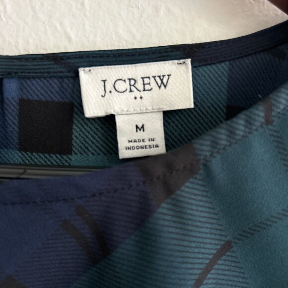 J. CREW Black Watch Plaid Top with Piping Tartan Blouse SZ M - Picture 4 of 5